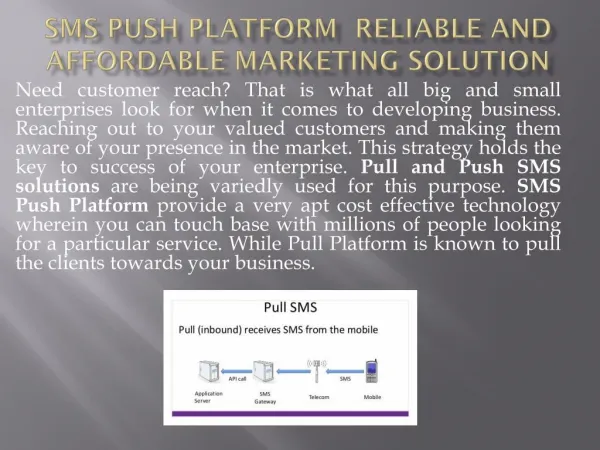 SMS Push Plateform For Your Reliable Use