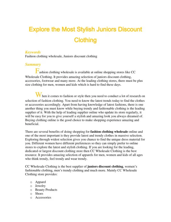 Explore the Most Stylish Juniors Discount Clothing
