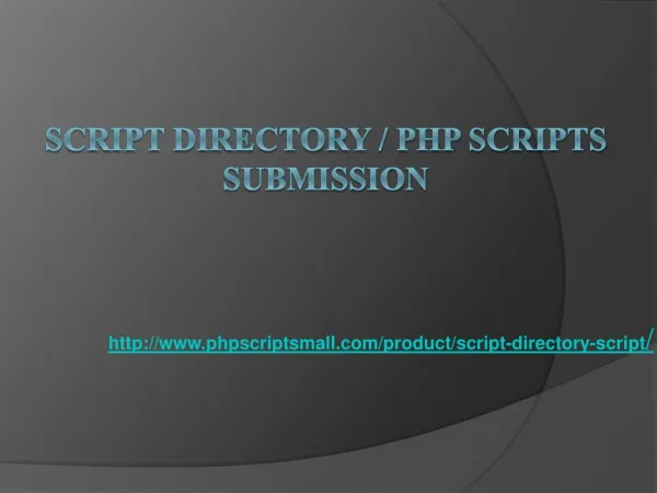 Script Directory, PHP Scripts Submission