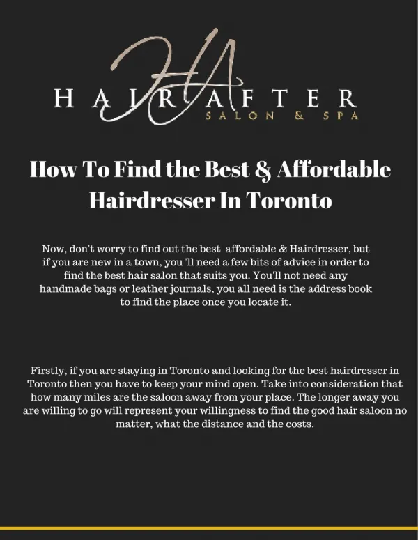 How To Find the Best & Affordable Hairdresser In Toronto You'Ll Love!