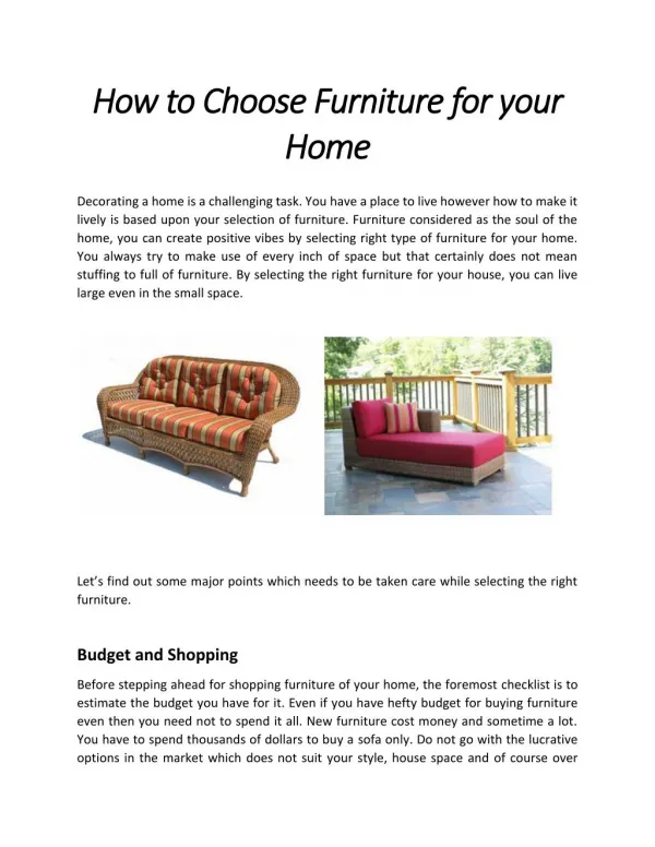 How to Choose Furniture for Your Home | Wicker Paradise