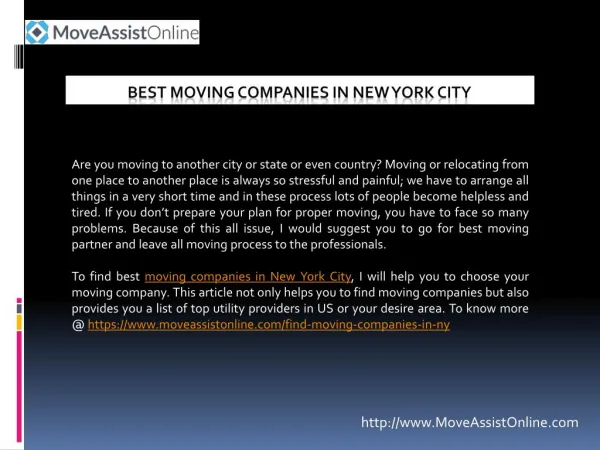 Looking for Top Moving Companies in New York?