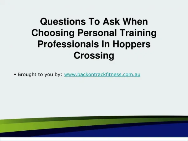 Questions To Ask When Choosing Personal Training Professionals In Hopp