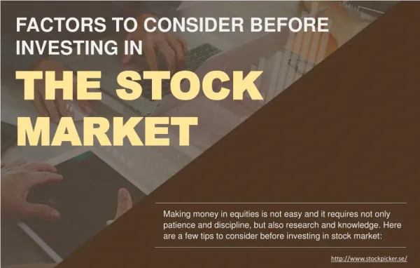 Points to Consider Before Investing in Stocks