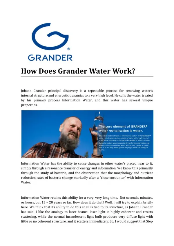 How Does Grander Water Work?