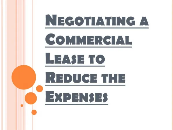 Various Cost Components of a Commercial Rental Lease