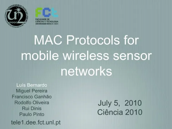 MAC Protocols for mobile wireless sensor networks