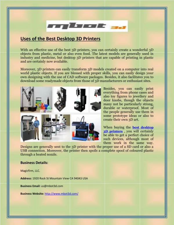 Uses of the Best Desktop 3D Printers