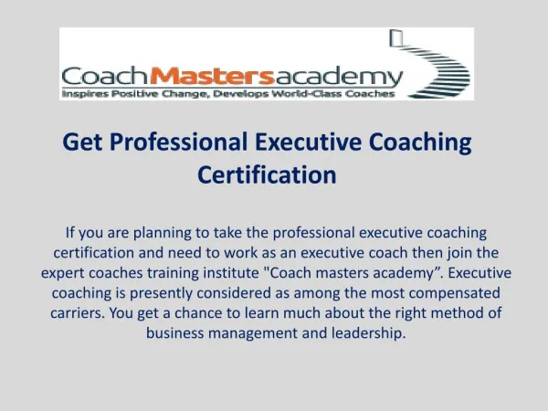 Get Professional Executive Coaching Certification