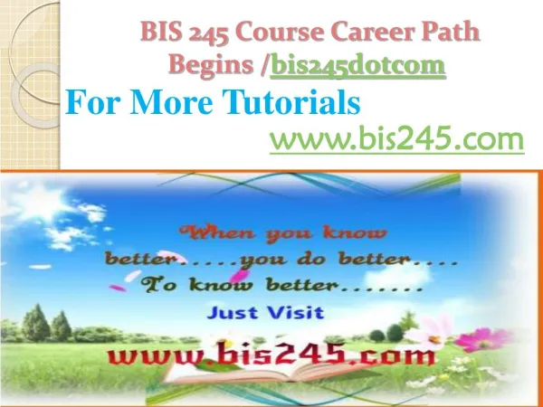 BIS 155 Course Career Path Begins /bis155dotcom