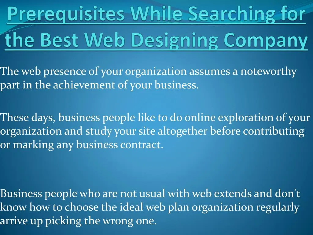 prerequisites while searching for the best web designing company