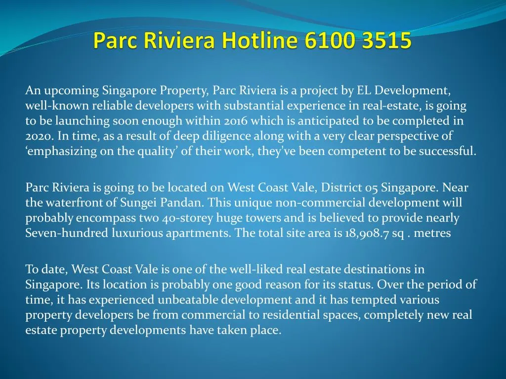 parc riviera hotline 6100 3515