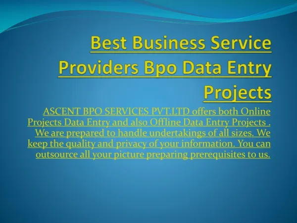 Best Business Service Providers Offline Data Entry Projects