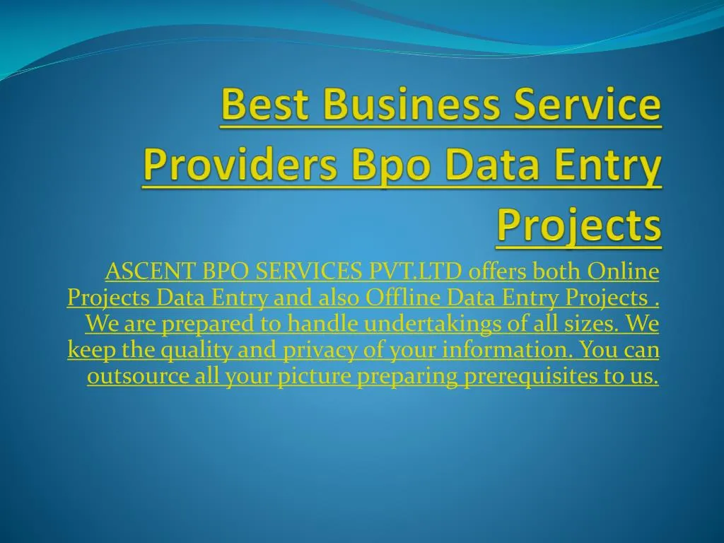 best business service providers bpo data entry projects