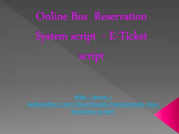 Online Bus Reservation System script -E-Ticket script