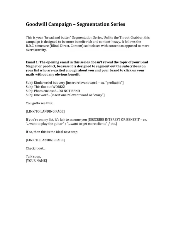 Goodwill email marketing campaign template