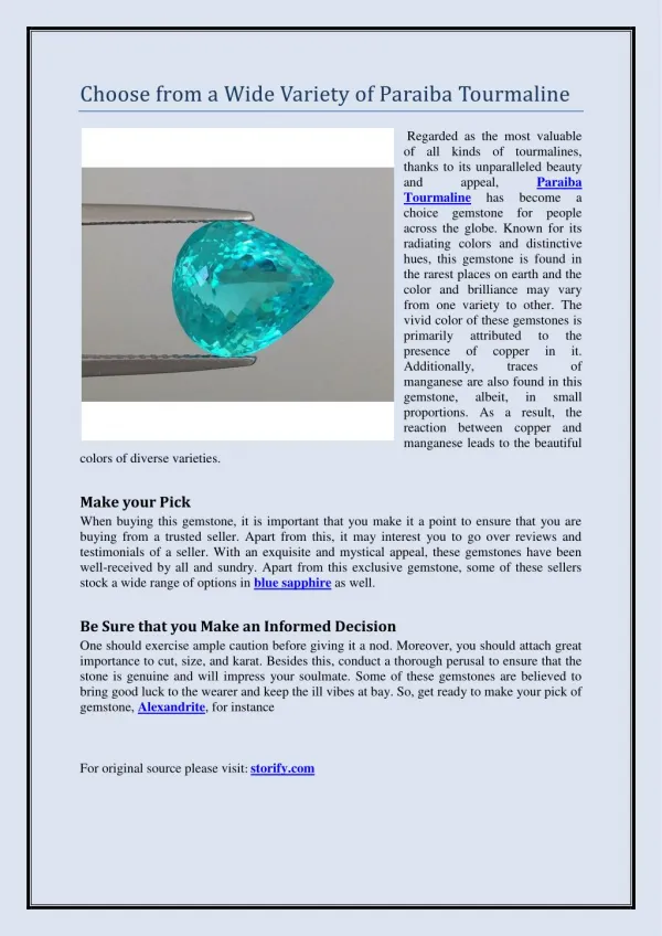 Choose from a Wide Variety of Paraiba Tourmaline