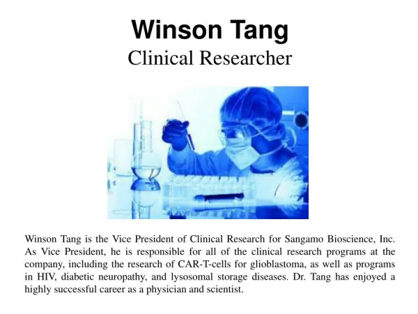 Winson Tang - Clinical Researcher