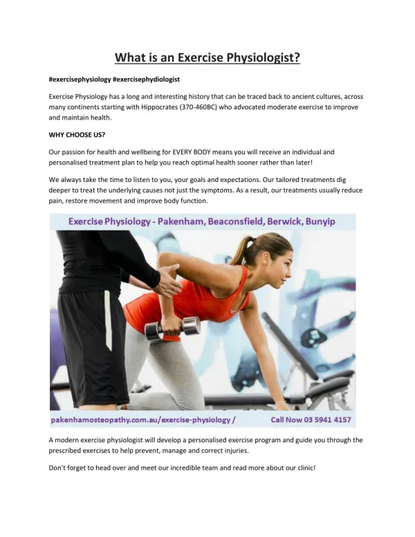 Beaconsfield Exercise Physiology