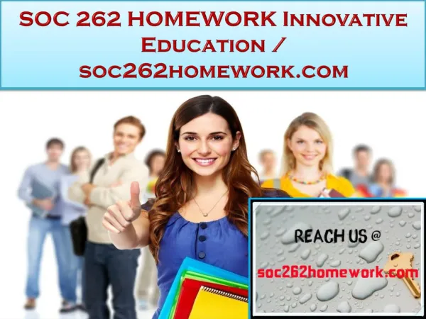 SOC 262 HOMEWORK Innovative Education / soc262homework.com