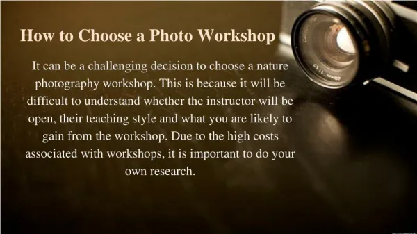 How to Choose a Photo Workshop