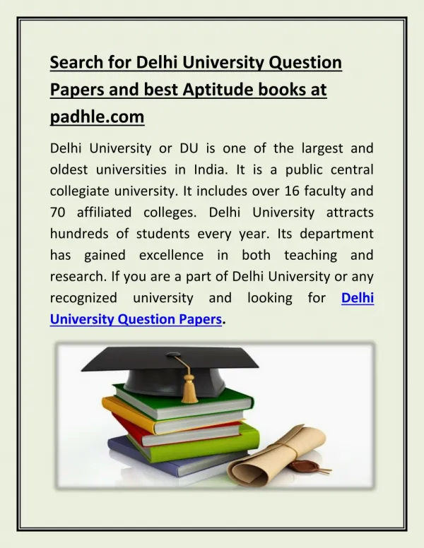 Delhi University Question Papers and best Aptitude books at padhle.com