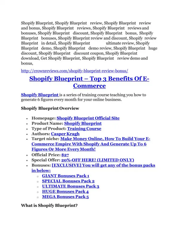 Shopify Blueprint Review-$32,400 bonus & discount