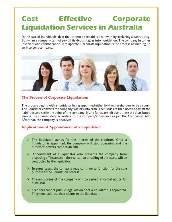 Cost Effective Corporate Liquidation Services in Australia