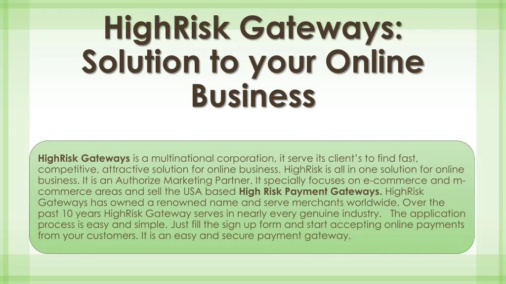 highrisk gateways solution to your online business