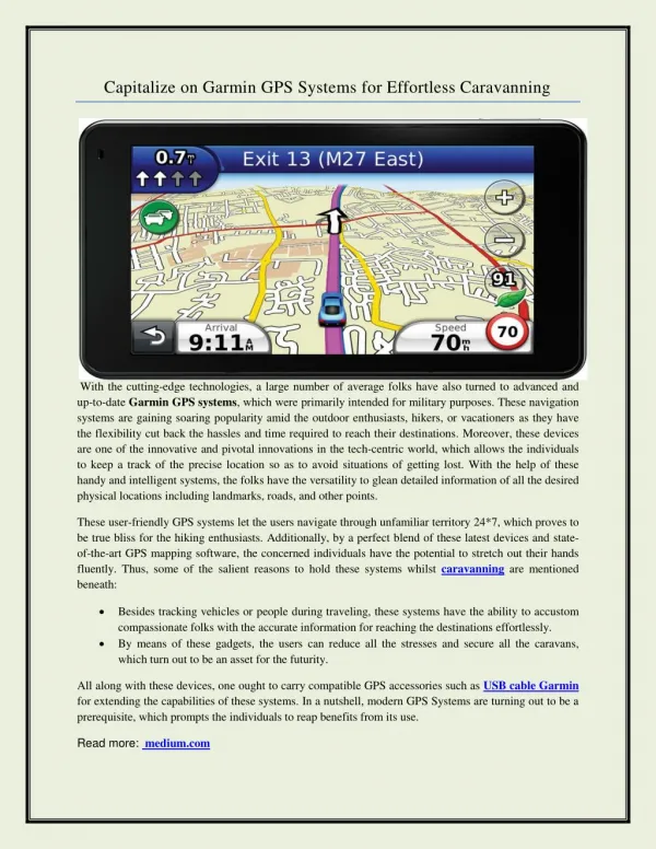 Capitalize on Garmin GPS Systems for Effortless Caravanning