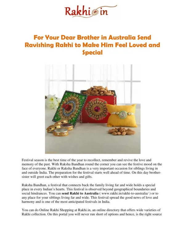 For Your Dear Brother in Australia Send Ravishing Rakhi to Make Him Feel Loved and Special