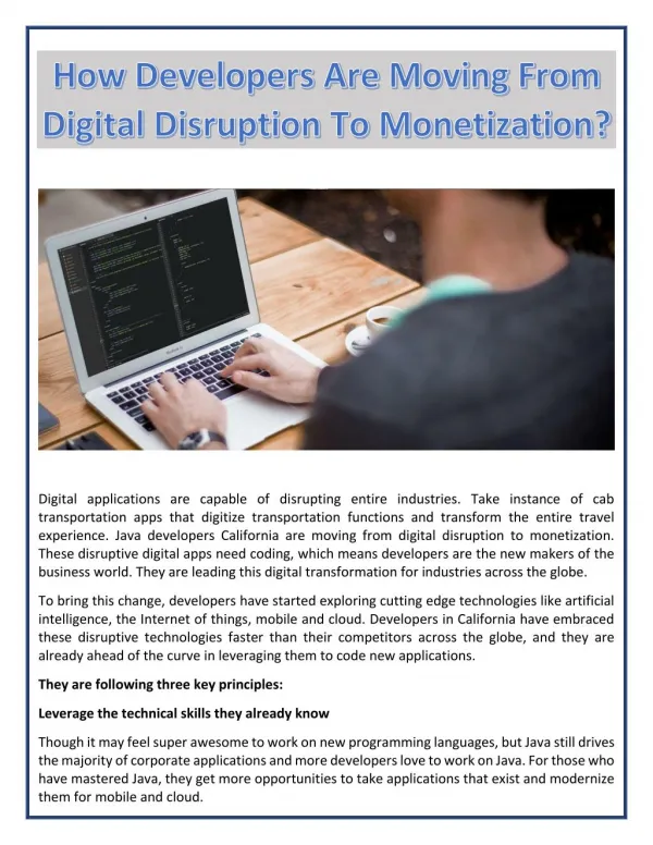 How Developers Are Moving From Digital Disruption To Monetization?