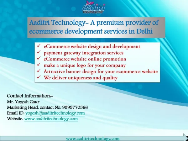 Aaditri Technology- A premium provider of ecommerce development services in delhi