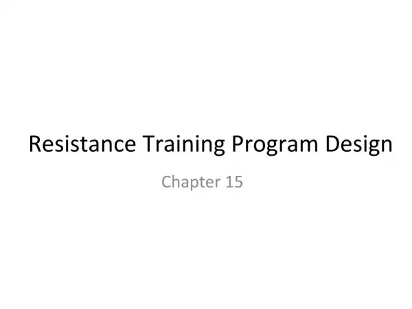 Resistance Training Program Design