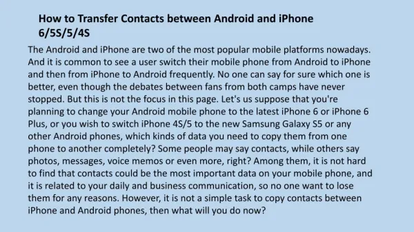 How to transfer contacts from android to iphone