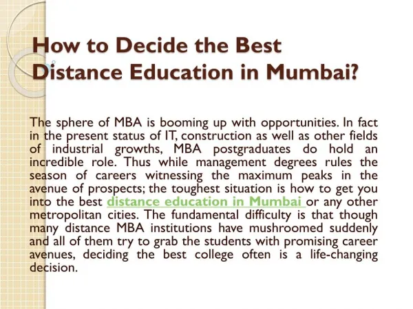 How to Decide the Best Distance Education in Mumbai?