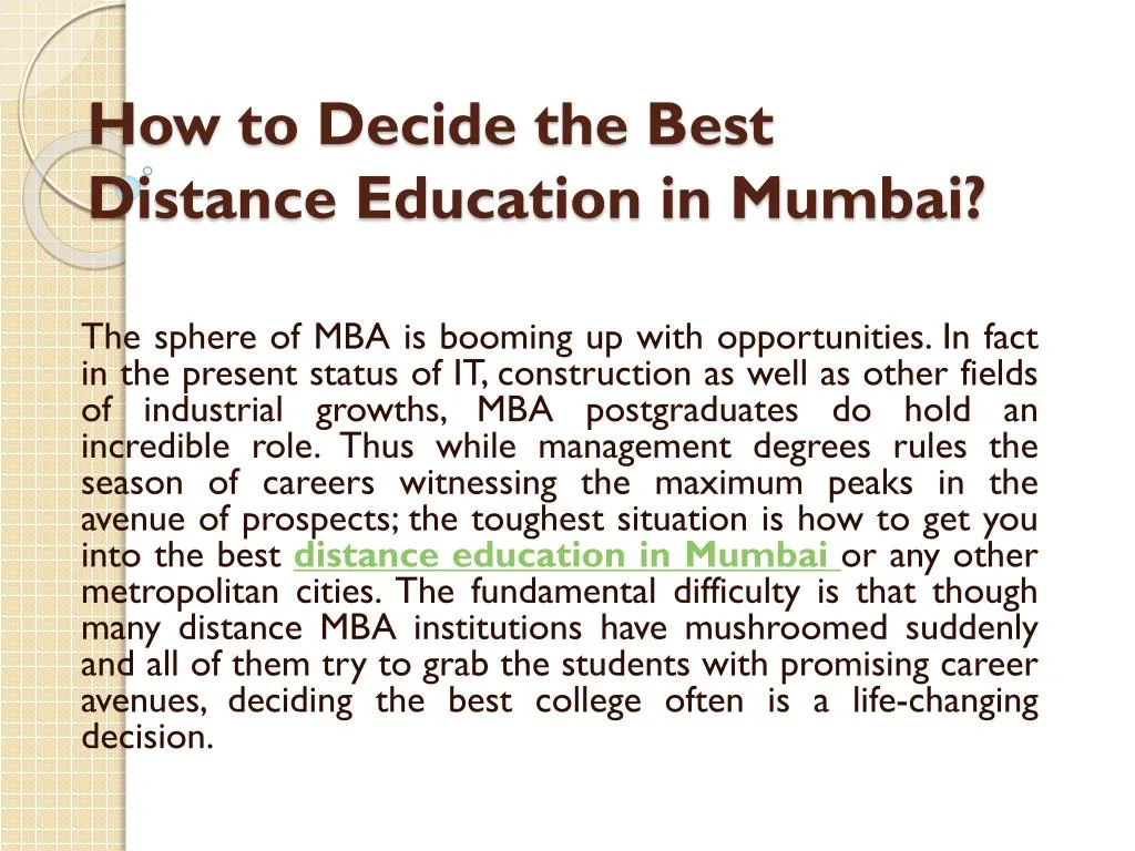 how to decide the best distance education in mumbai