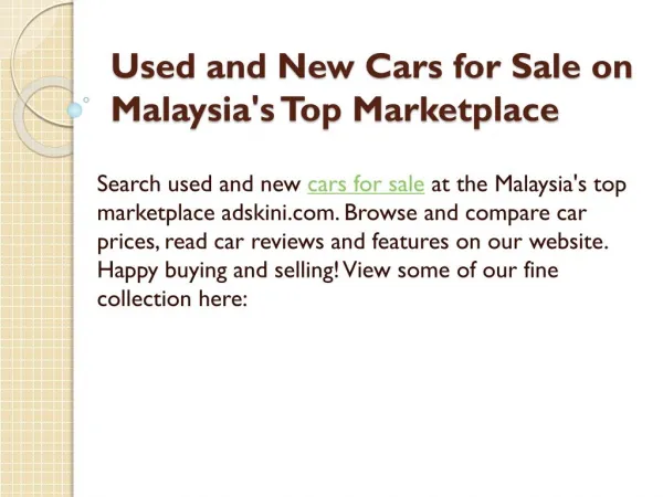 Used and New Cars for Sale on Malaysia's Top Marketplace