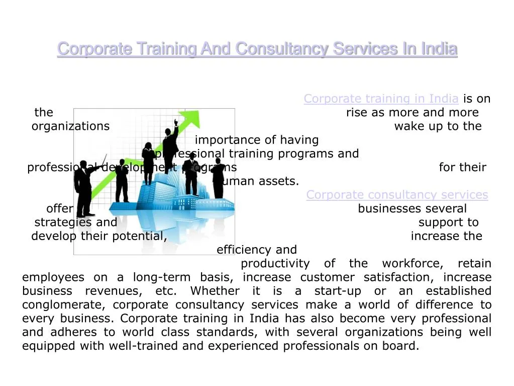 corporate training and consultancy services in india