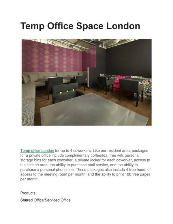 Temp Office Space London