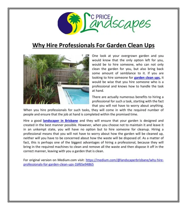 Why Hire Professionals For Garden Clean Ups