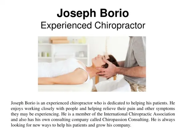 Joseph Borio - Experienced Chiropractor
