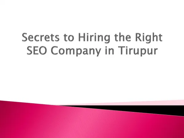 Secrets to Hiring the Right SEO Company in Tirupur