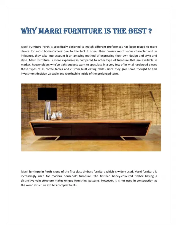 Why Marri Furniture is The Best