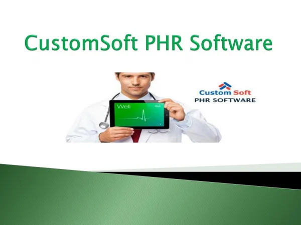 CustomSoft PHR Software