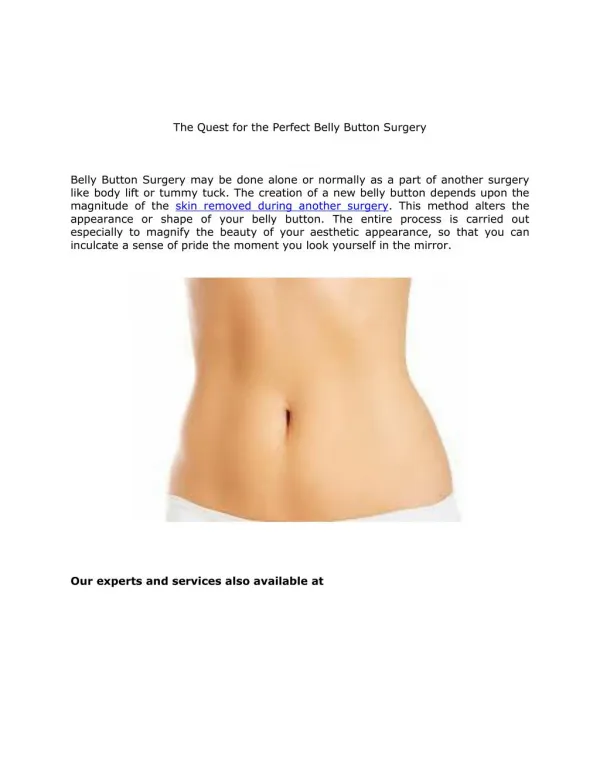 The Quest for the Perfect Belly Button Surgery