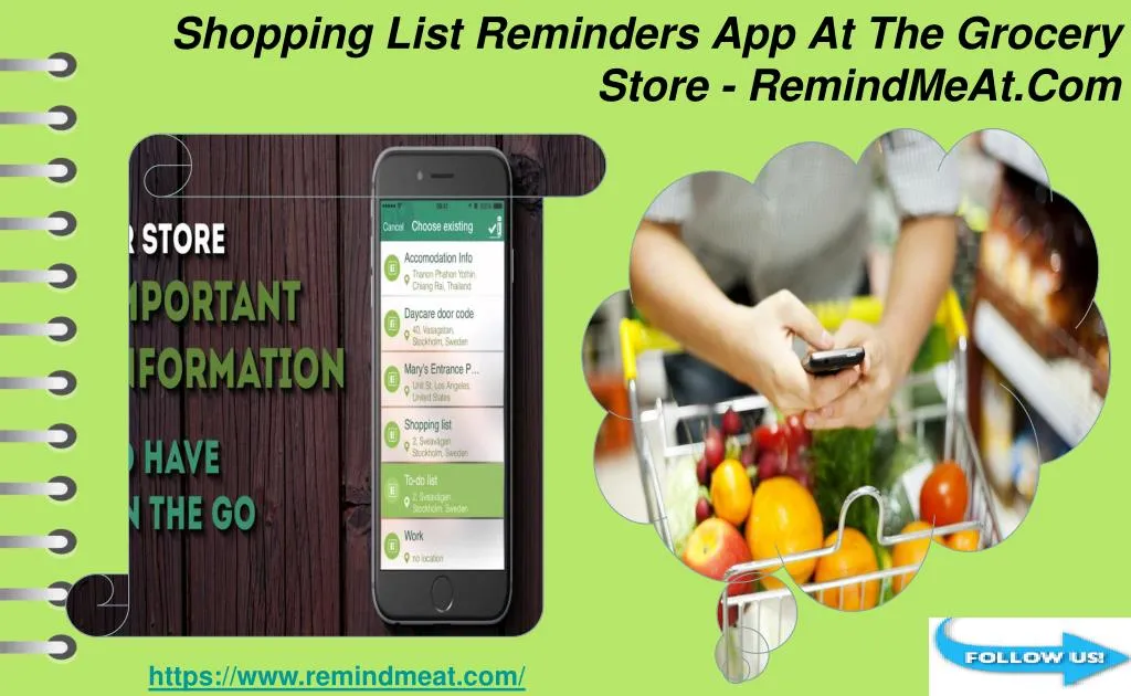 shopping list reminders app at the grocery store remindmeat com