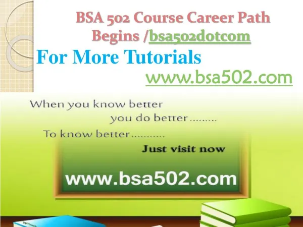 BSA 502 Course Career Path Begins /bsa502dotcom