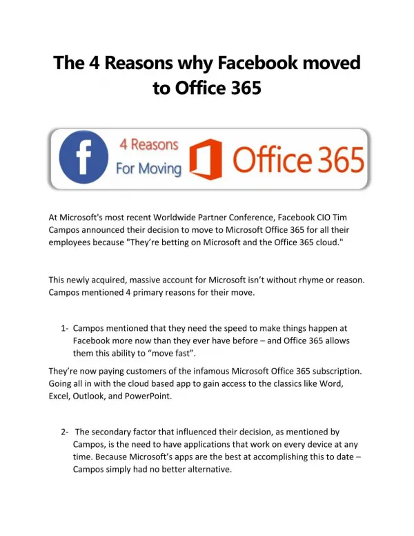 Migration Planning Tips for Facebook's Office 365 Move