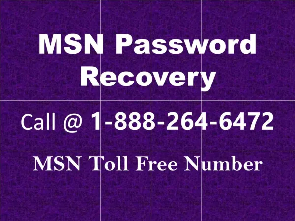 Phone Number for MSN Password Recovery - Tek Helplines